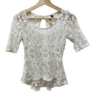 Eyeshadow Lace Peplum Top sz XS